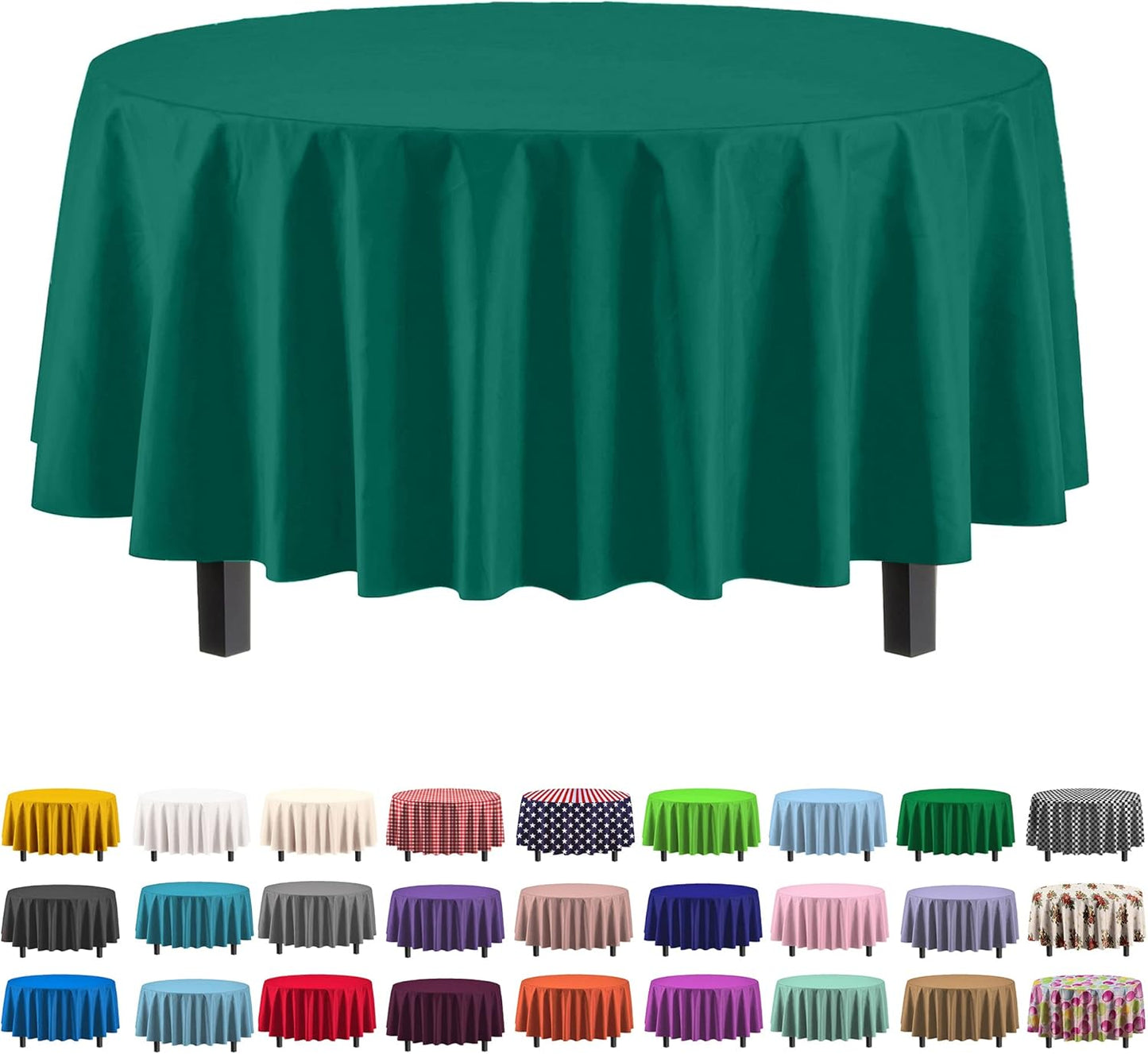 Premium Dark Green Plastic Tablecloths - 12-Pack, 54" x 108" Rectangle Covers