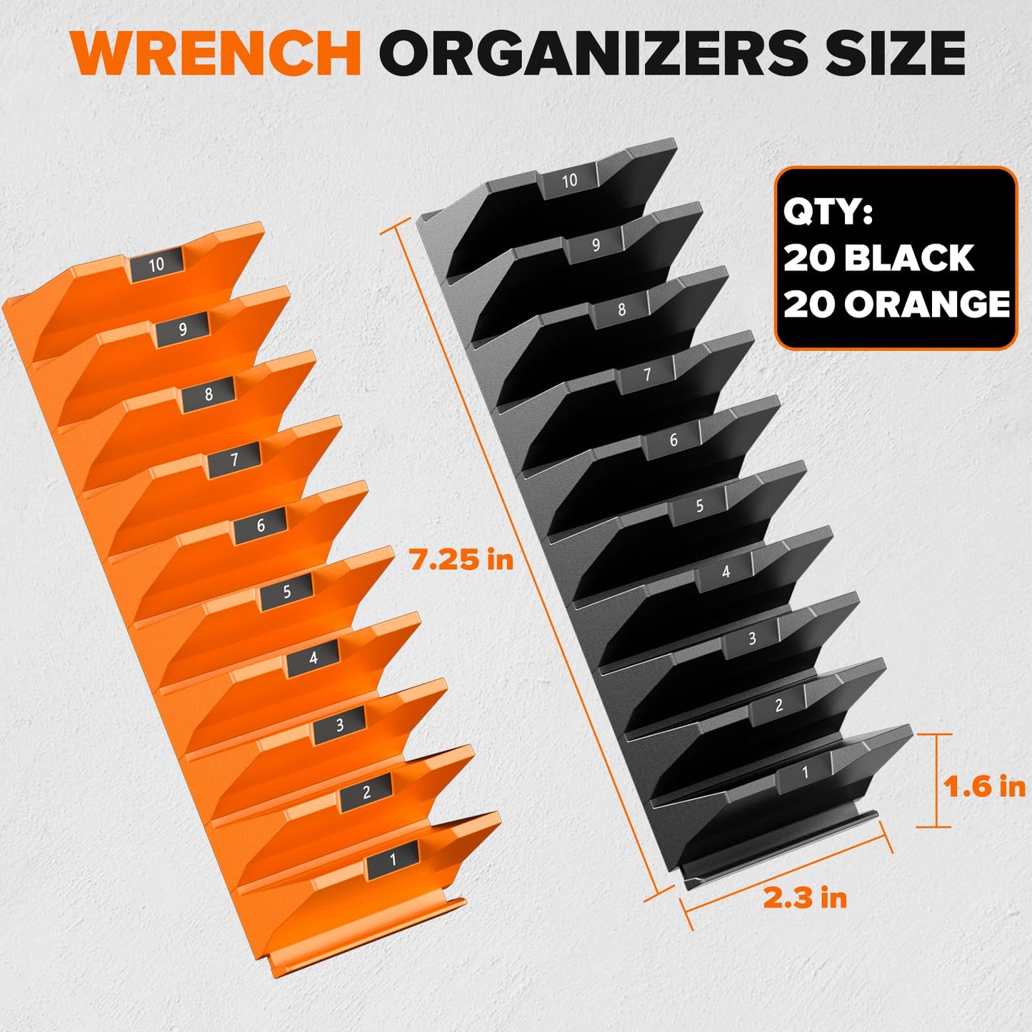 40PCS Modular Wrench Organizer - Wrench Tool Organizers for Tool Drawer Storage, Wrench Storage Set with Metric & SAE Label, Wrenches Rack Tool Gift for Professional Mechanics Men, Black & Red
