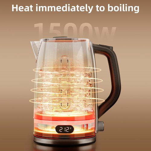 Electric Kettle,Temperature Adjustment, Stainless Steel Filter and Kettle,1.7L Tea Kettle & Hot Water Boiler For Coffee & Tea, Automatic Shut Off, 1500W, Silver