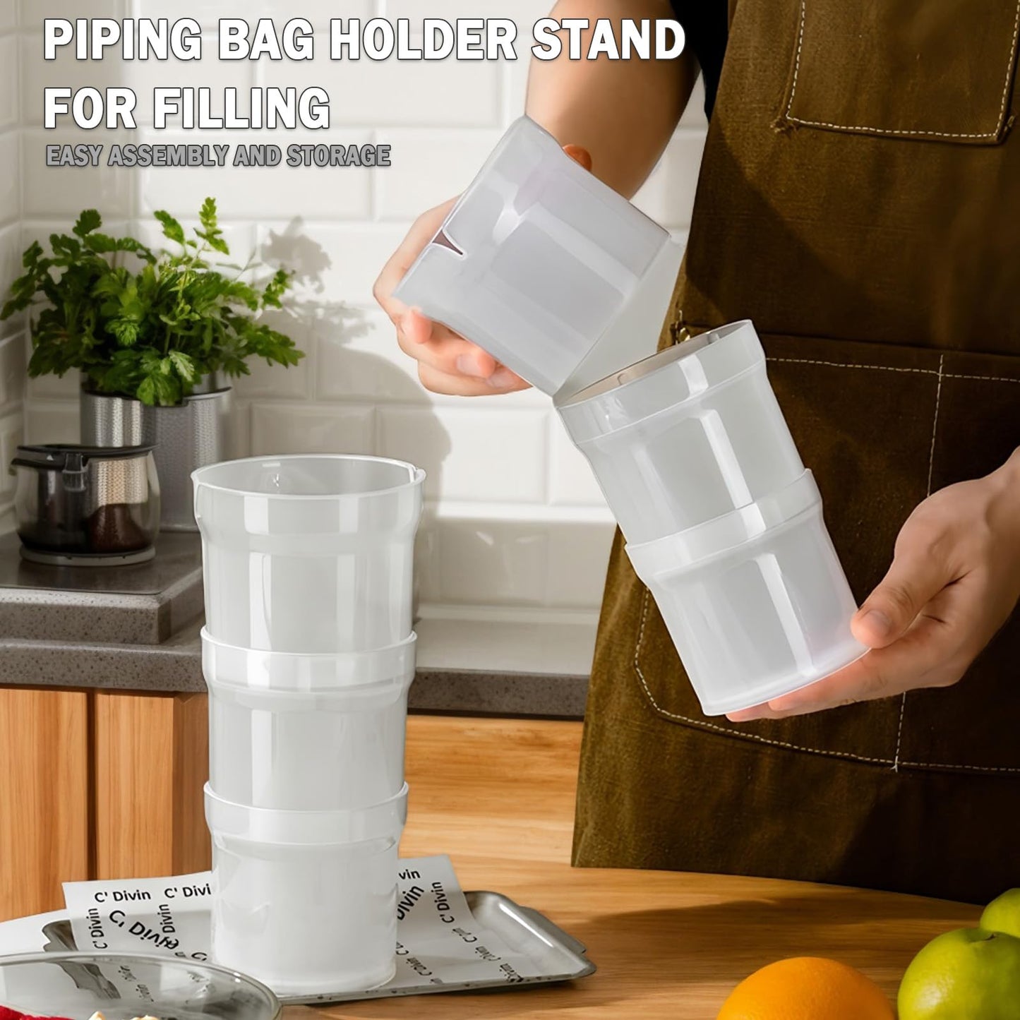 Runspich Pastry Piping Bag Holder Stand for Filling, Translucent Clear Plastic Cream Icing Bag Rack, Cake Decorating Tools (1 Pcs)