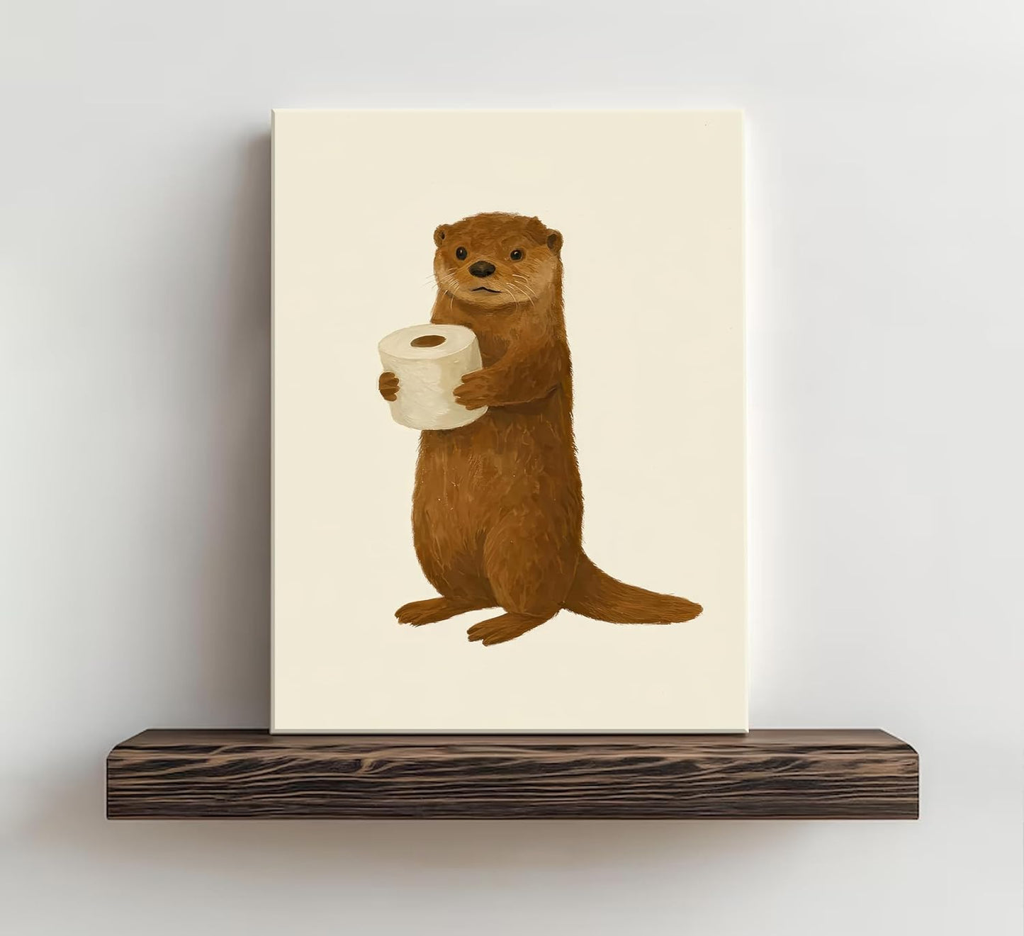 Lulsaxi Funny Otter Toilet Paper Canvas Wall Art - Cute Bathroom Decor Poster Print | Modern Humor
