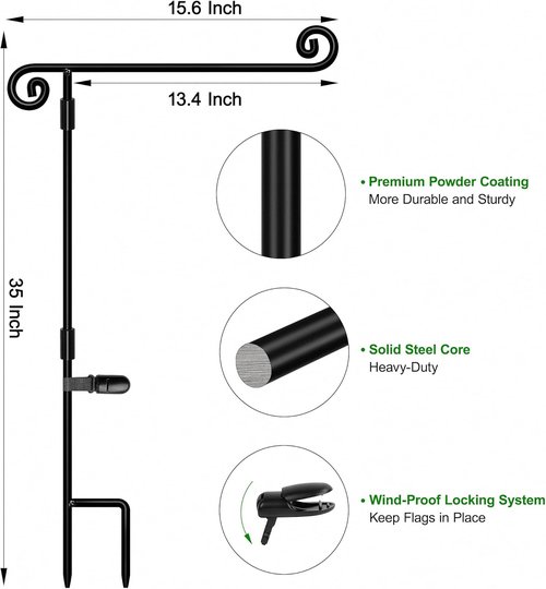 HOOSUN Garden Flag Stand - Sturdy Outdoor Holder for Yard Flags with Tiger Clip | Durable Lawn Decoration