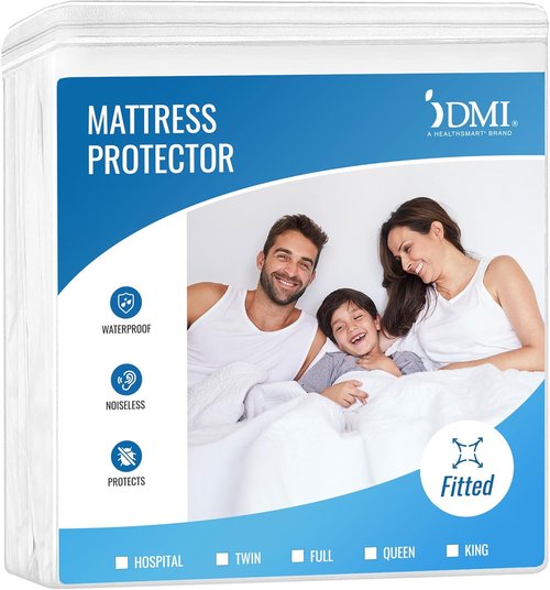 DMI Waterproof Mattress Protector - Noiseless Plastic for Ultimate Comfort | 36x80x6 Inch, White