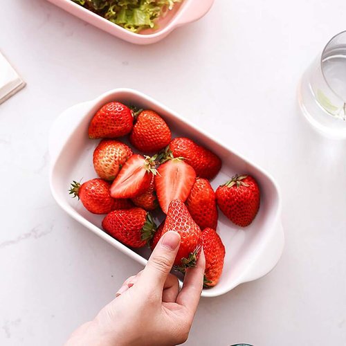 Foraineam Bakeware Set - 4 White Porcelain Baking Dishes | 7.5 x 5 Inch Rectangular Pans for Cooking & Banquets