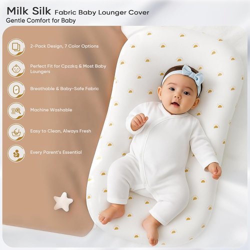 Cpzzkq Baby Lounger Cover 2 Pack - Silky Soft & Breathable Slipcovers for Newborns | Fits Most Loungers, Brown