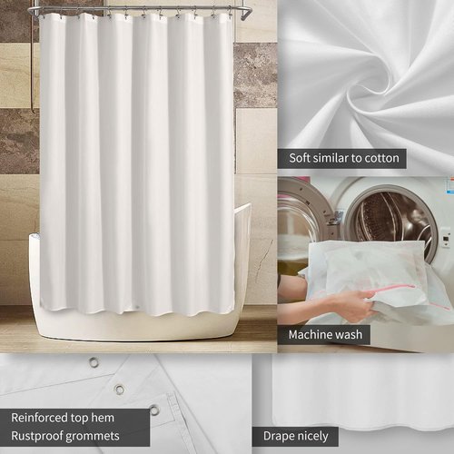 Alyvia Spring Waterproof Shower Curtain Liner - Soft, Lightweight & Machine Washable, 72x72, White