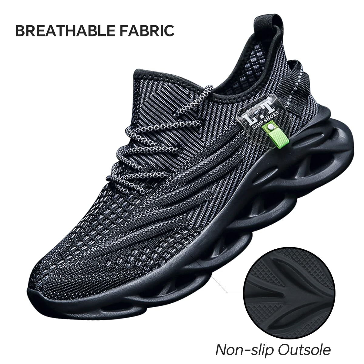 MGBDSZ Mens Running Shoes Gym Slip on Sneakers Non Slip Walking Tennis Sports Work Athletic Workout Casual Lightweight Breathable Fashion Black US 11