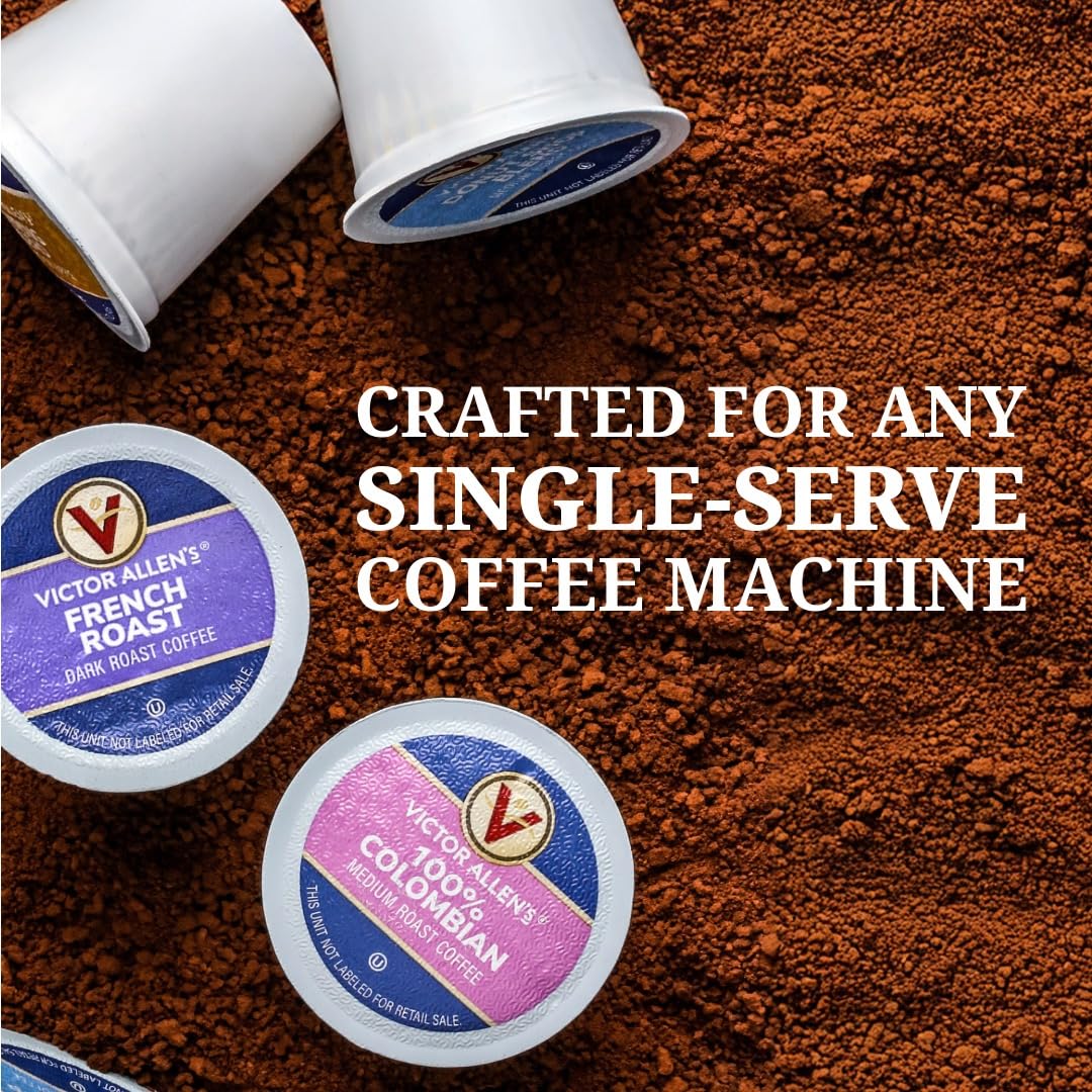 Victor Allen's Coffee Variety Pack - Single Serve Pods with French Vanilla, Caramel Macchiato & Hazelnut | 32 Count for Keurig K-Cup Brewers
