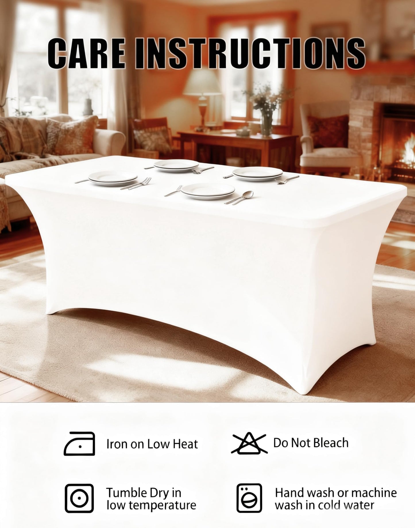Lemict 6FT White Table Cloth - 10 Pack Fitted Stretch Rectangle Spandex Tablecloth, Washable Table Cover for Party, Picnic, Wedding, Banquet, Birthday and Festival(30" x 72")