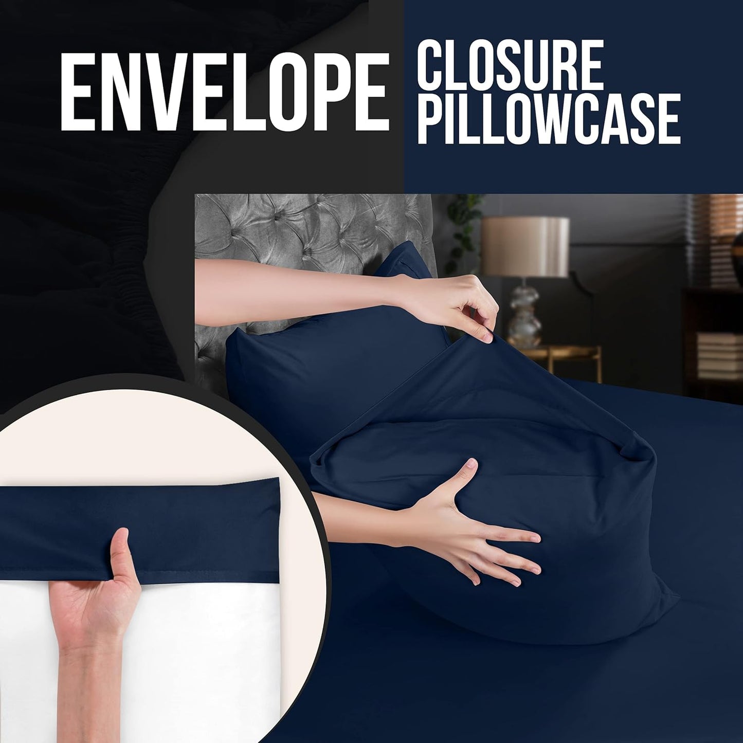 Utopia Bedding King Pillow Cases | 4-Pack Soft Brushed Microfiber | Fade Resistant 20 x 40 Inches (Navy)