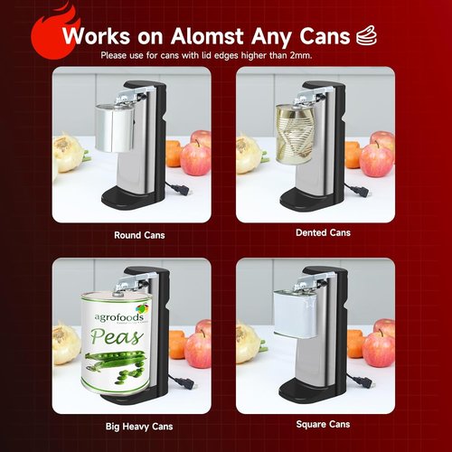 Davivy Electric Can Opener - 3-in-1 Design with Removable Stainless Steel Cutter | Black & Stainless Steel