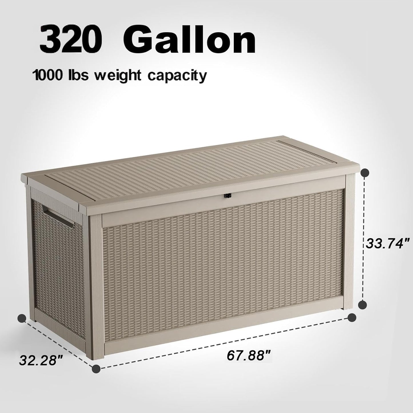 Regine Switzerland 320 Gallon Outdoor Deck Box - Lockable Waterproof Storage for Garden Tools & Cushions | Grey