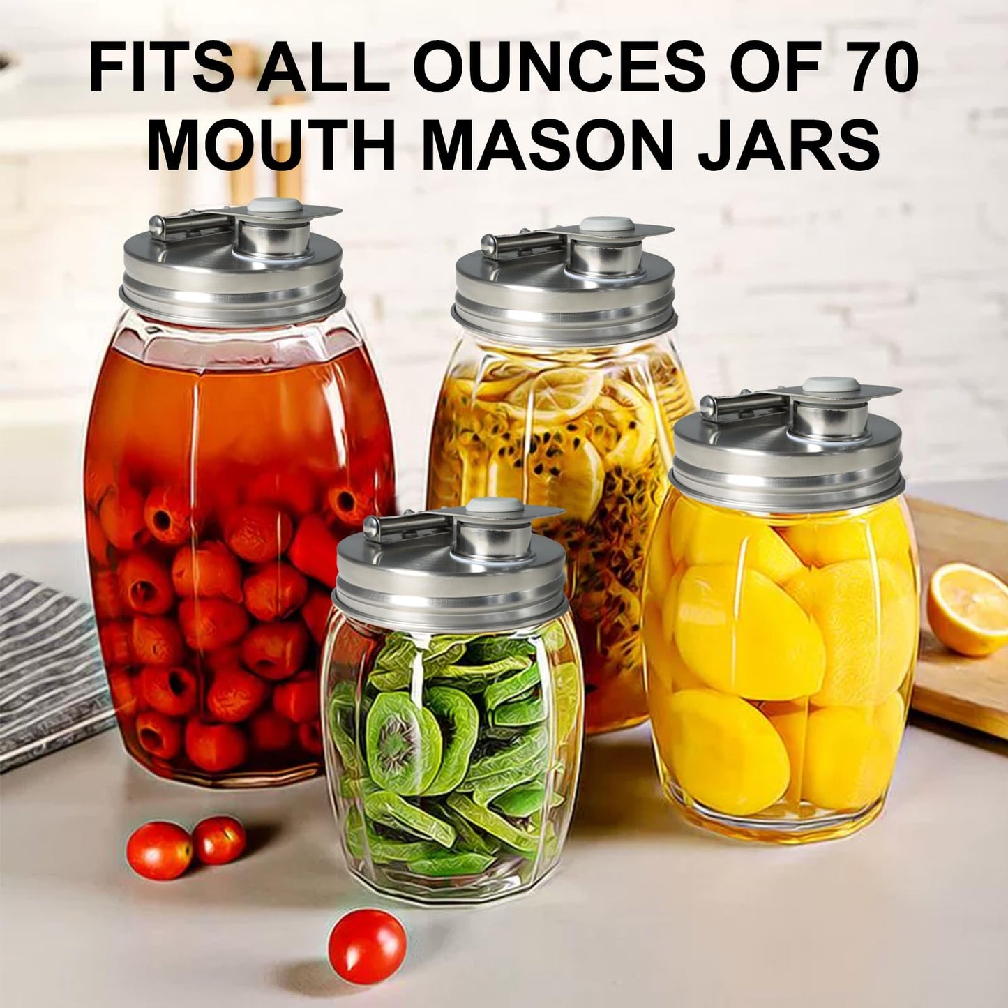 Mason Jar Pour Spout Lid Stainless Steel, 70MM Mason Jar Drinking Lids,Anticracking Leak Proof Seal Cover Airtight for Drinking Salad Dressing & Food Storing (2PCS)