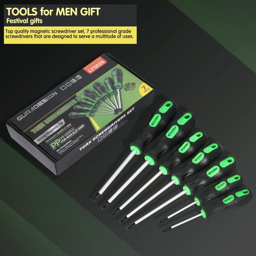 GURADESIGN 7-Piece Magnetic Torx Screwdriver Set | T8 to T30 Star Screwdrivers for Precision Tasks