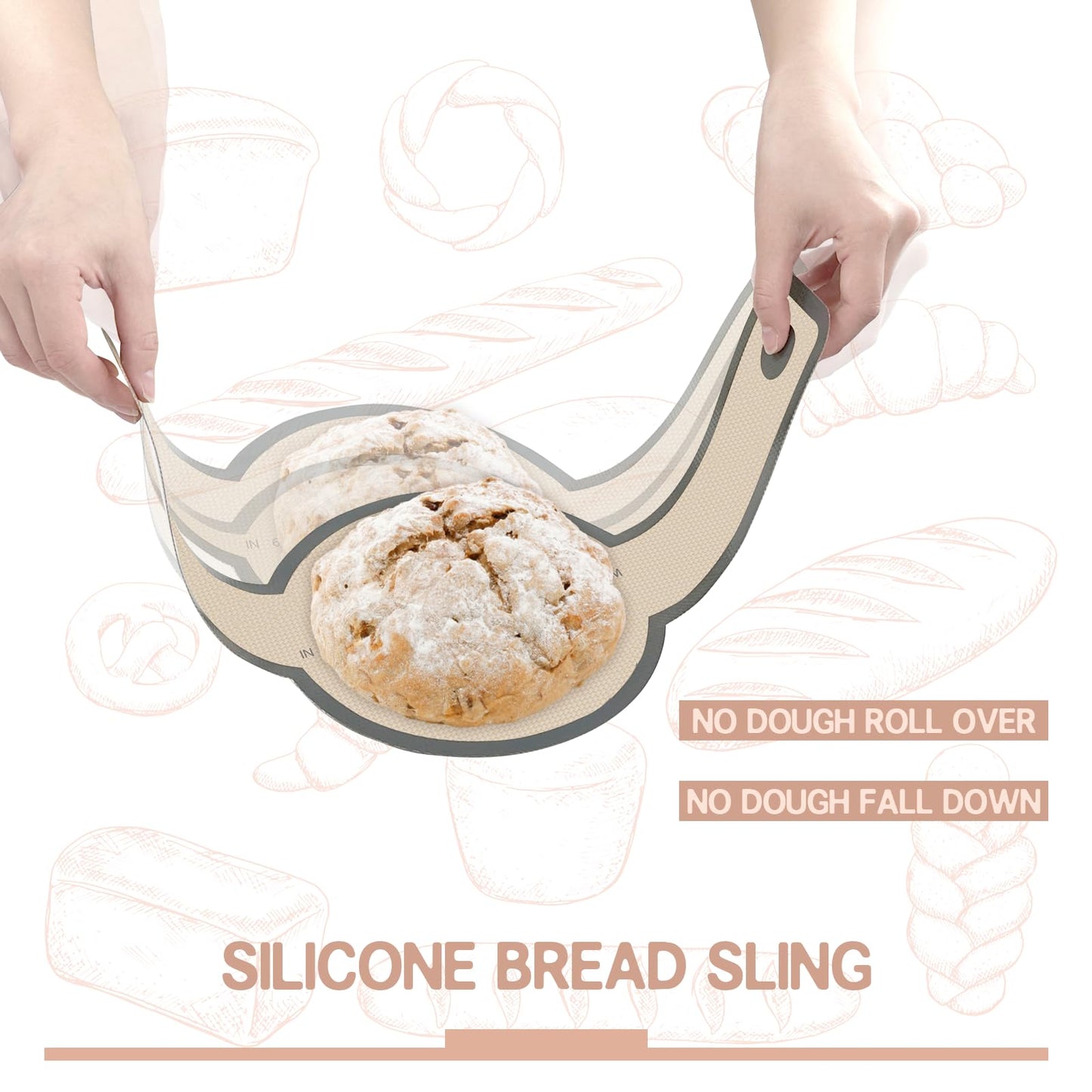 Koolstuffs Silicone Bread Sling Oval and Round, 2 PCS Nonstick＆Reusable Bread Baking Mats, Easy-To-Clean Dutch Oven Liners, Sourdough Bread Baking Supplies