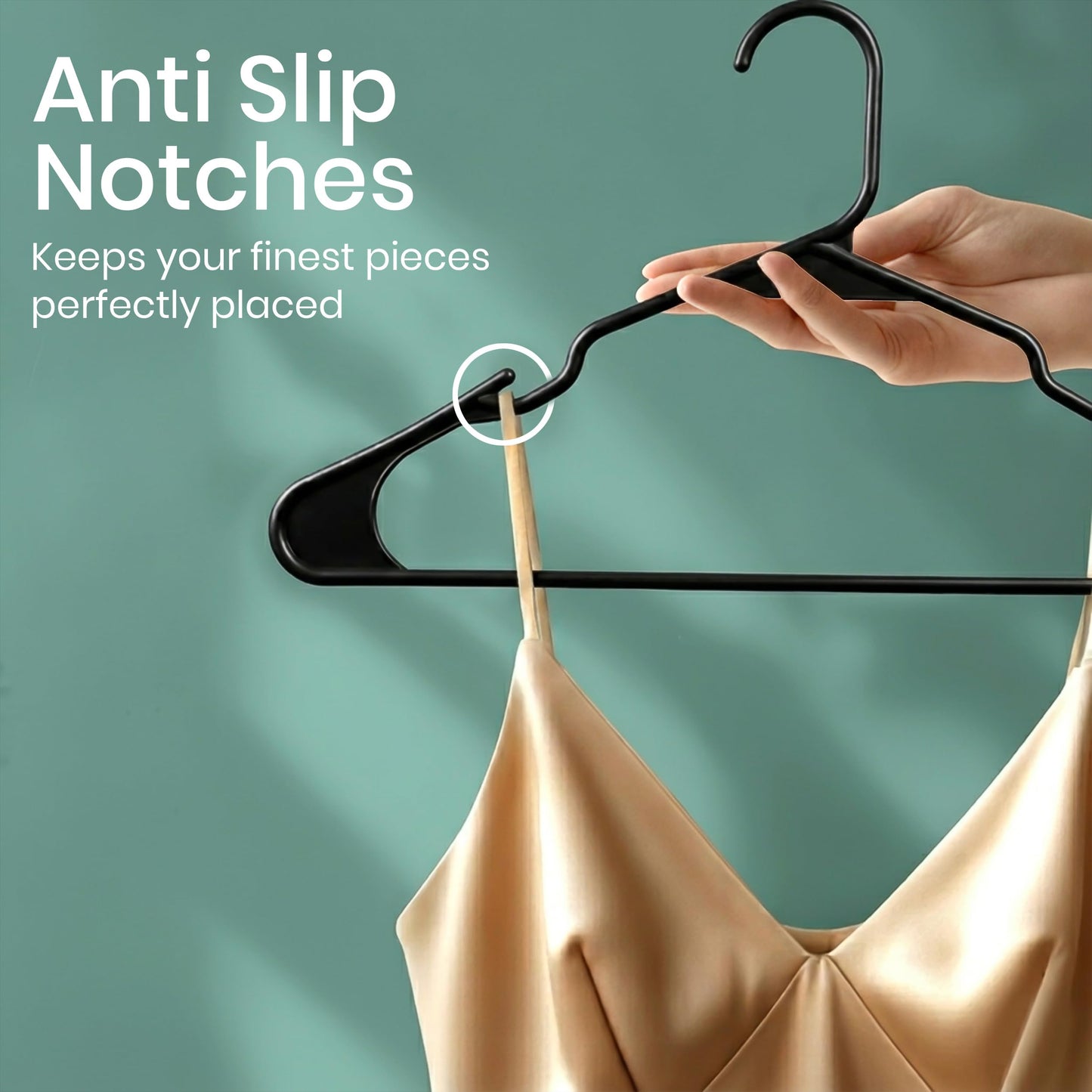 Utopia Home Plastic Hangers 50 Pack, Space-Saving Clothes Hangers with Non-Slip Shoulder Grooves for Strappy Clothes, Ideal for Home Closet Organization and Warddrobe Solutions (Black)