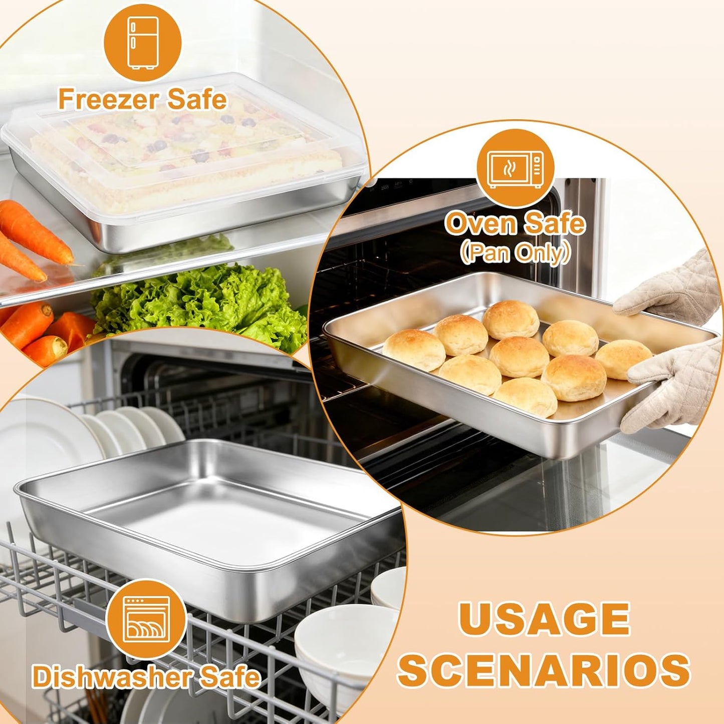 Regine Switzerland Stainless Steel Baking Pan - Heavy-Duty Deep Rectangle with Lid | 12⅓ x 9¾ x 2 Inch, Oven Safe