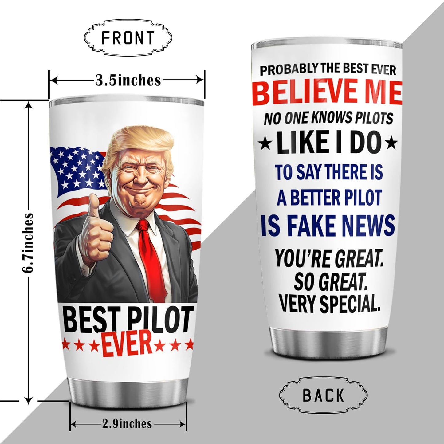 20 oz Tumbler Aviation Gifts | Pilot Accessories for Men, Husband, Boyfriend, Son - Birthday, Christmas, Retirement