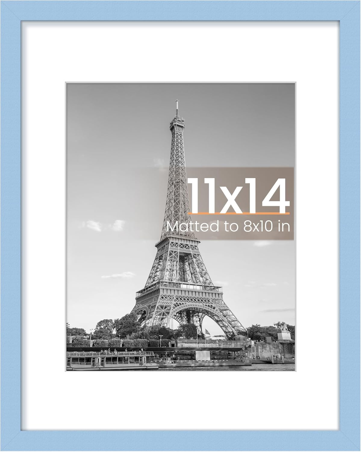 Upsimples 11x14 Picture Frame - Display 8x10 Photos with Mat or 11x14 Without - Blue, 1 Pack