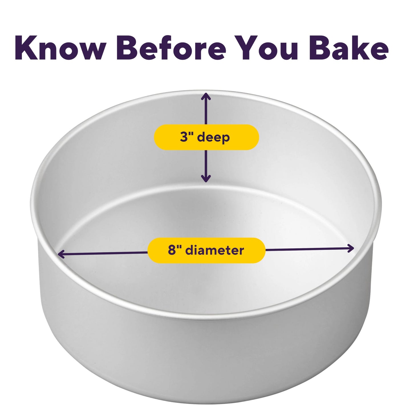 Wilton Aluminum Round Cake Pan, Extra-Deep Bakeware for Layered Cakes, Durable, Even Heating, Rust-Resistant, Professional Quality, 8 x 3 in, Packaging May Vary