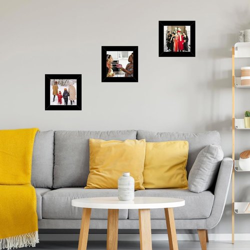 JCJMY 4x4 Picture Frame - Black Wall & Tabletop Display | Shatter-Resistant Plexiglass, Versatile Mounting Options