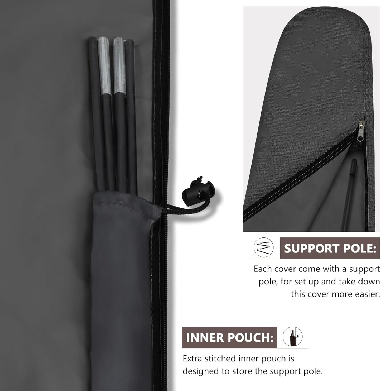 ULTCOVER Patio Umbrella Cover - 600D Waterproof Protection for 7.5-11.5 Ft Offset Umbrellas | Black
