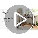Small Computer Desk with Power Outlet & Shelves - Rustic Brown & Black, 35.4 Inch Modern Home Office Desk with Reversible Design
