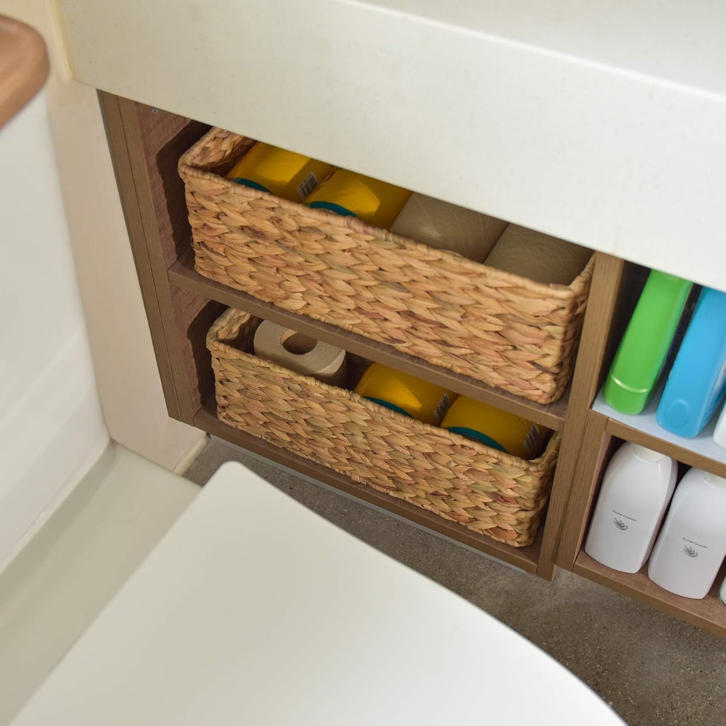 StorageWorks Toilet Tank Basket - Water Hyacinth Storage Baskets for Bathroom | 2-Pack Set