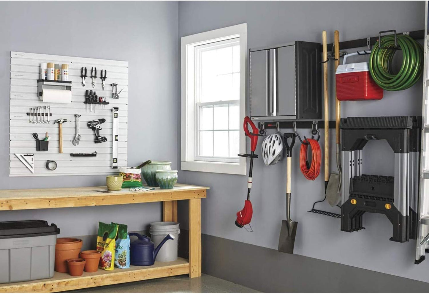 Rubbermaid Universal Garage Hook Organizers - Durable Metallic Design | 2-Pack for Efficient Storage