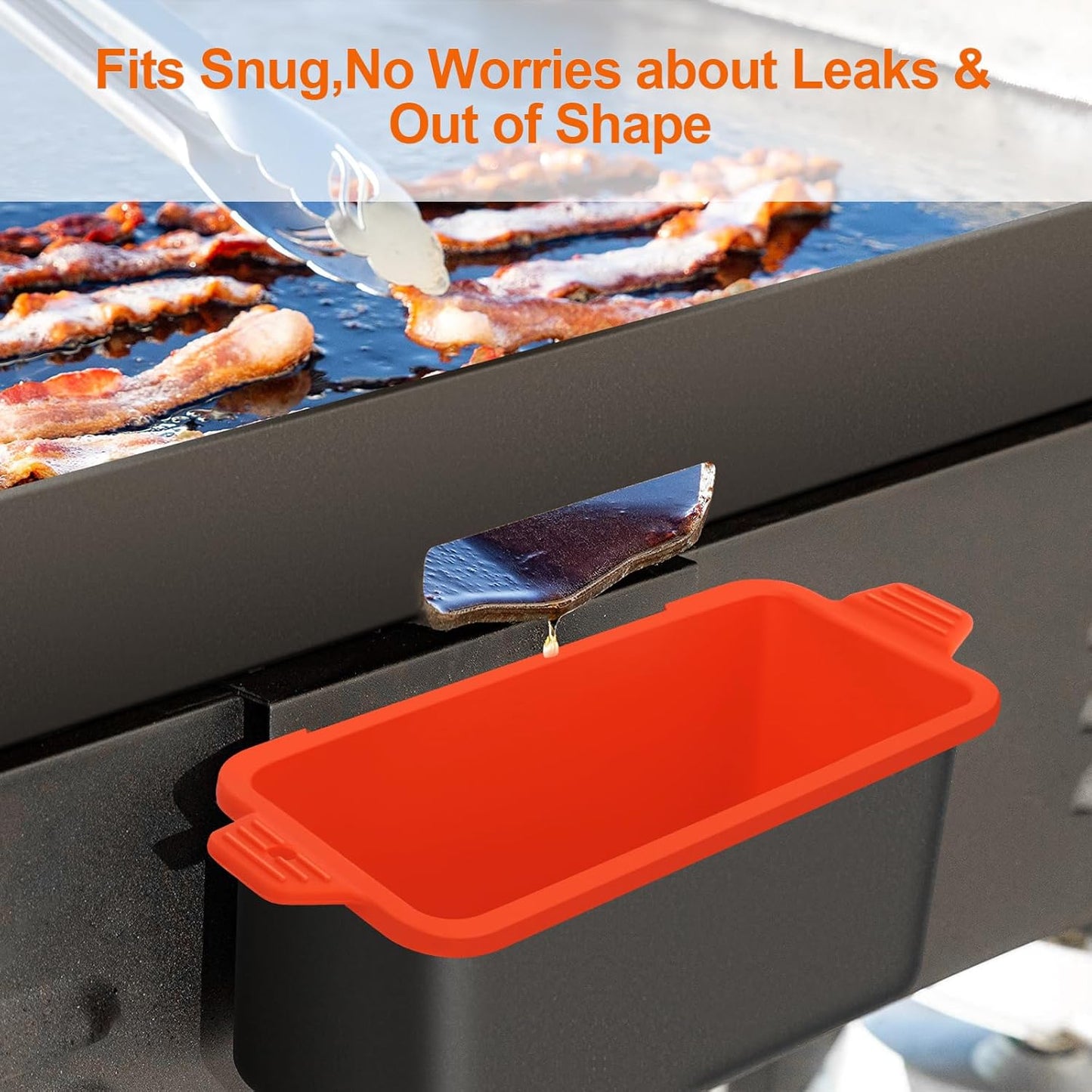Skiennix Silicone Grease Cup Liners - Reusable Grease Catcher for Blackstone Griddles | 2-Pack, Orange