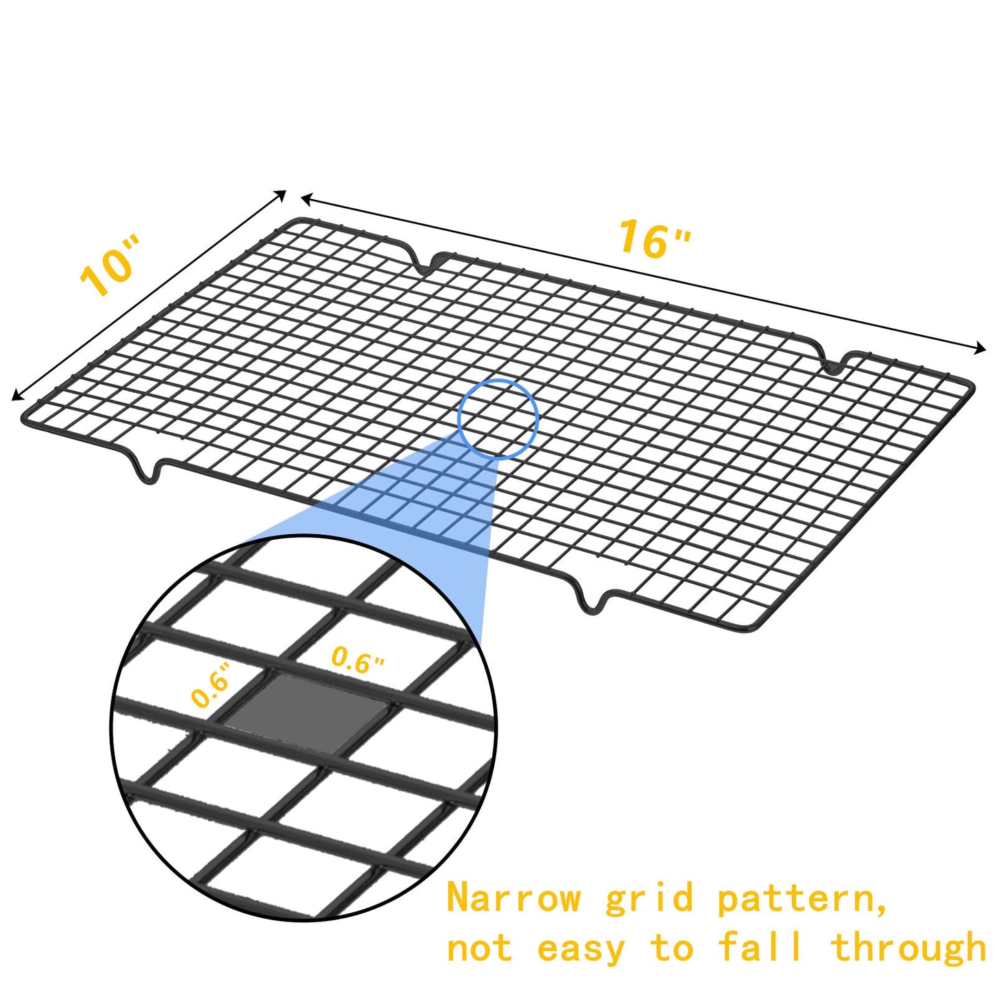 Tebery 4 Pack Black Heavy-Duty Wire Cooking Rack Baking Racks, Nonstick Baking & Cooling Grid for Roasting, Cooking, Grilling, Drying - 16" x 10"