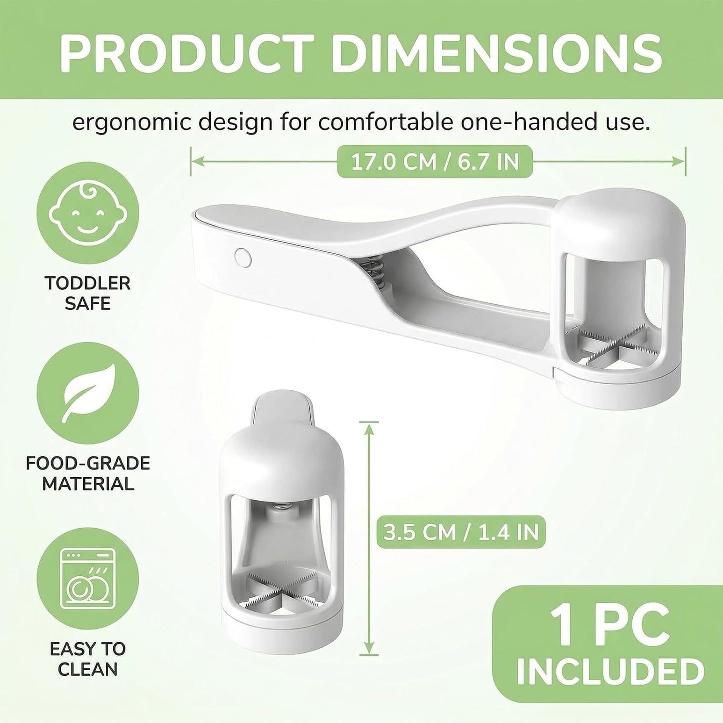 Skiennix Grape Cutter - Stainless Steel Fruit Slicer for Toddlers | Ideal for Salad & Cake Decoration (White)