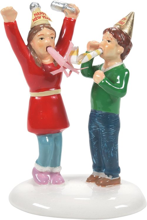 Department 56 We Made It Until Midnight Figurine - Original Snow Village Accessory, 2.83 Inch, Multicolor