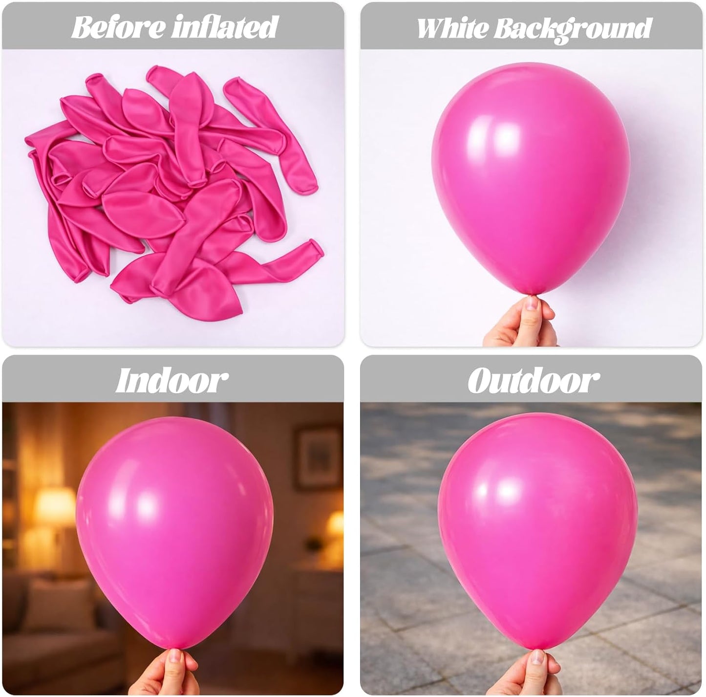 Voircoloria Hot Pink Balloons - 12-Inch Dark Pink Latex Party Balloons | 66-Pack for Weddings & Celebrations