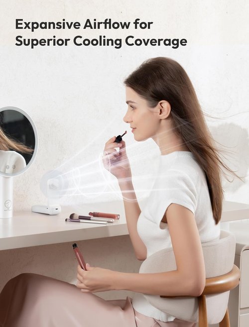 Aecooly Slim Portable Fan - USB Rechargeable Mini Handheld Fan | 24H Max Cooling Time, White