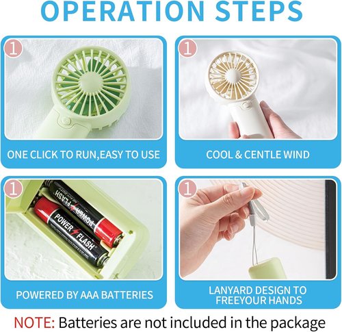 AAA Battery Powered Fan - Compact 5'' Quiet Personal Fan for Camping & Outdoor Use | Green