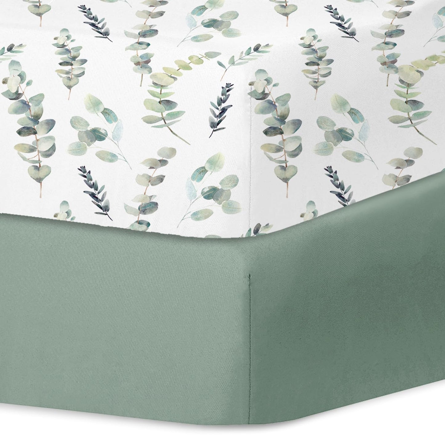 Little Grape Land Crib Sheets - Super Soft 2-Pack Fitted Sheets for Standard Cribs | Leaves & Green Design
