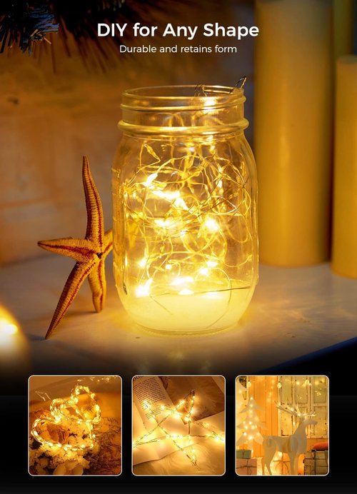 Brightown 24 Pack Fairy Lights Battery Operated String Lights 7 Feet 20 LED Waterproof Christmas Light Silver Wire Firefly Starry Moon Light for Bedroom DIY Party Wedding Patio Christmas