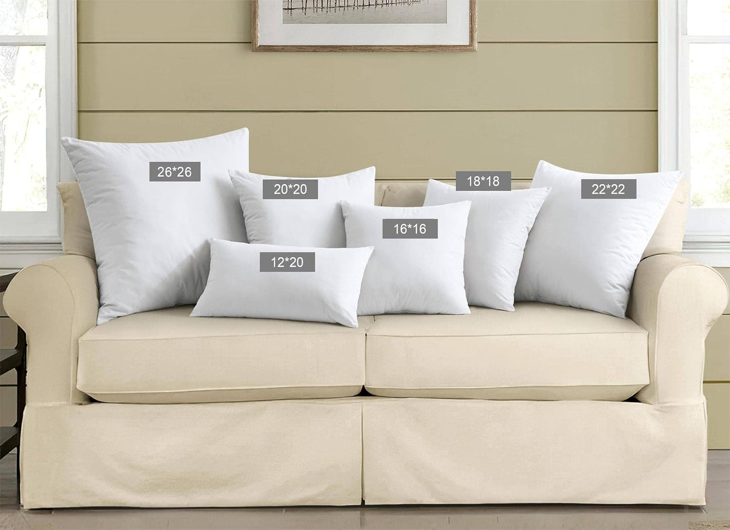Puredown® Decorative Feather Down Throw Pillow Inserts - Set of 2, White | Machine Washable, 18 x 18 Inches