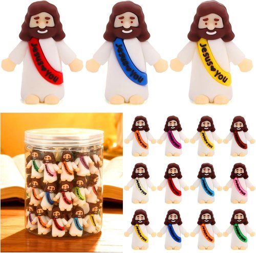 Fyjous Easter Egg Fillers - 90 Pack Mini Jesus Figurines for Basket Stuffers & Hide and Seek