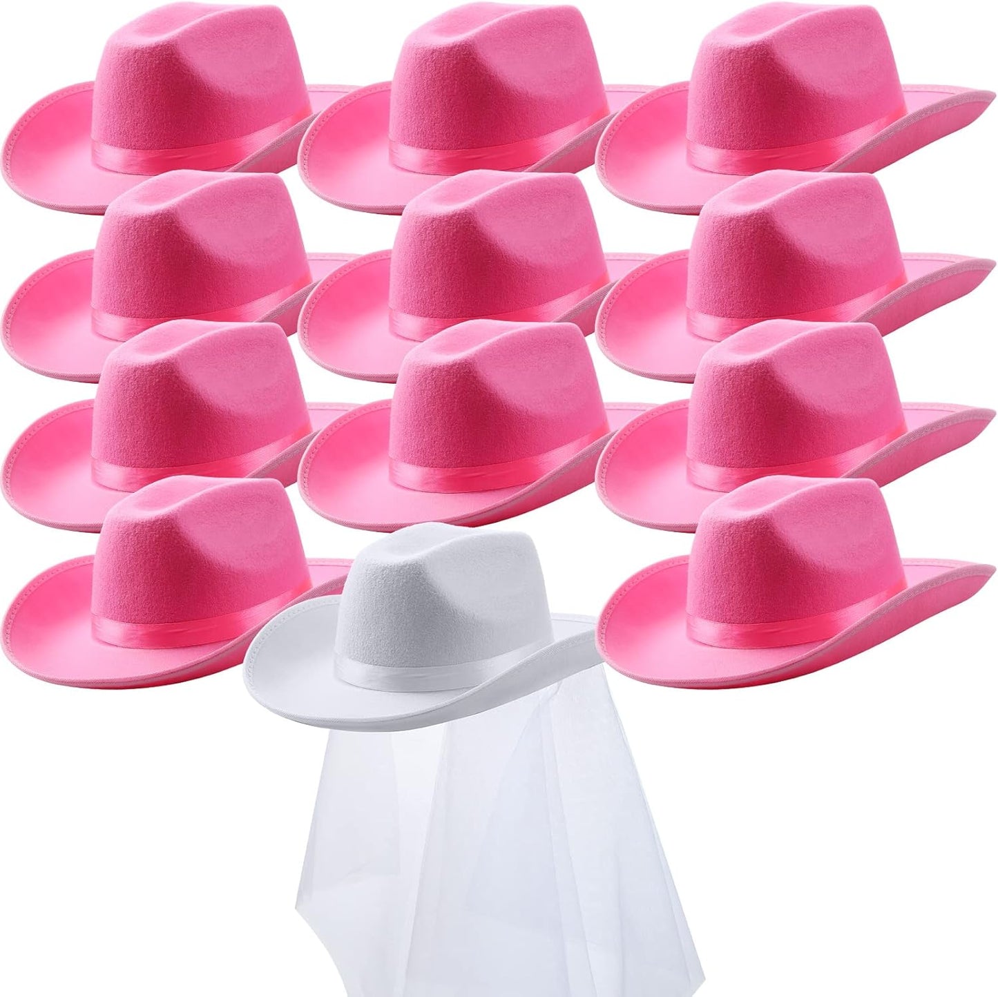 Unittype 12 Pcs Women Cowgirl Cowboy Hats Bachelorette Cowboy Hats for Bridal Shower Wedding Engagement Halloween Cosplay