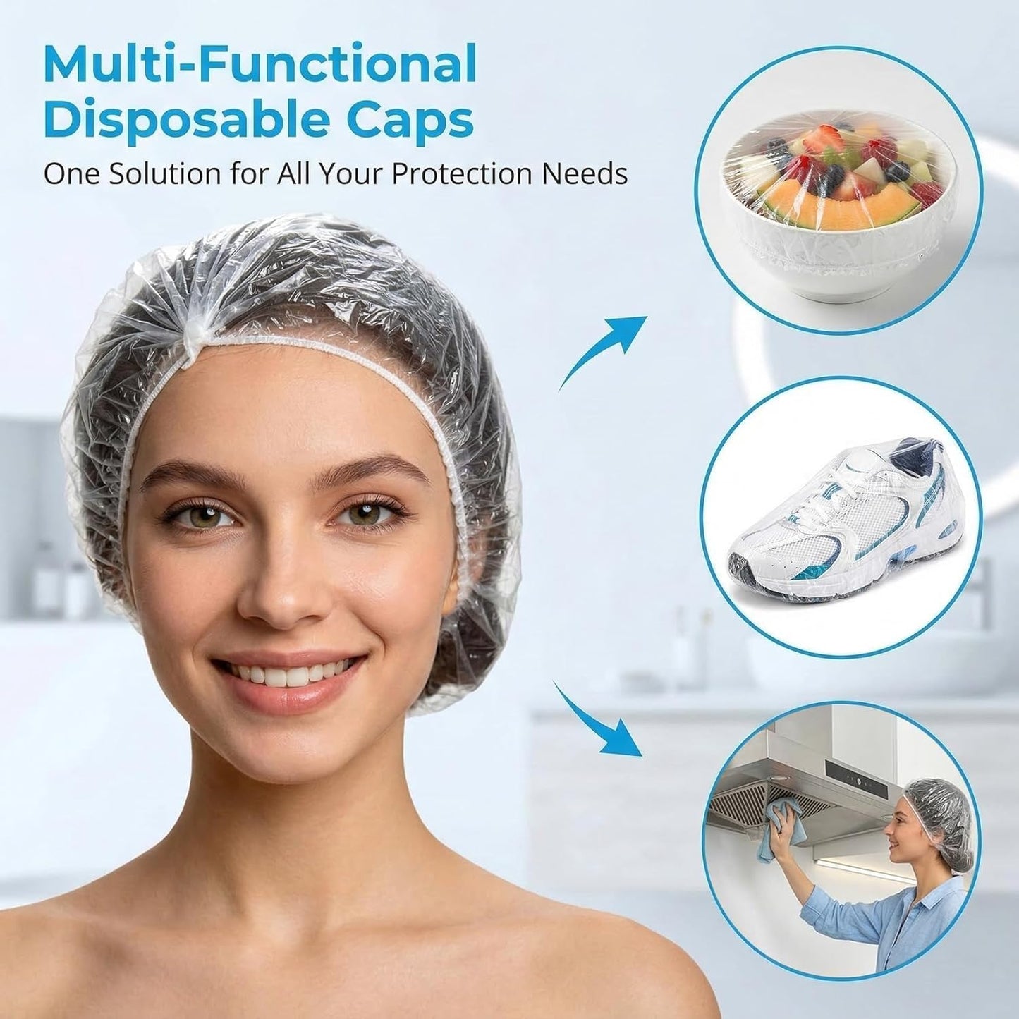MAQIHAN Disposable Shower Caps - Thickened Waterproof Hair Caps for Deep Conditioning | Large Size for Long Hair