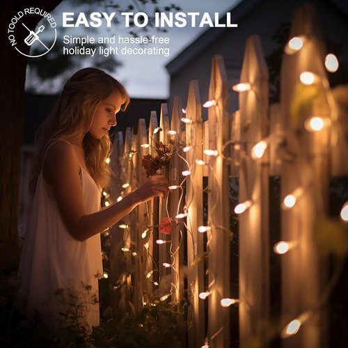 Hetyue Outdoor Light Clips - Clear Heavy-Duty Hooks for String Lights | 20-Pack, Waterproof & UV-Resistant