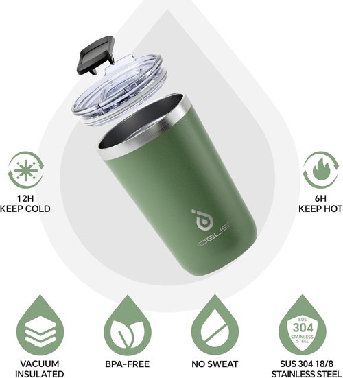 Ideus 20 oz Tumbler - Travel Coffee Mug with Splash-Proof Lid | Double Wall Insulated, Avocado Green