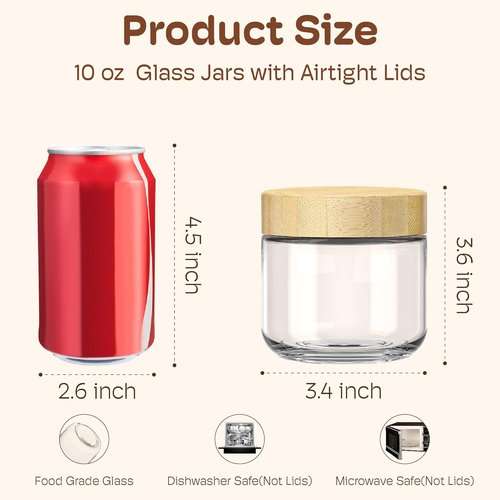 4 Pack Glass Overnight Oats Containers by [Brand Name] - Airtight Bamboo Lids | Meal Prep Jars for Yogurt & Snacks