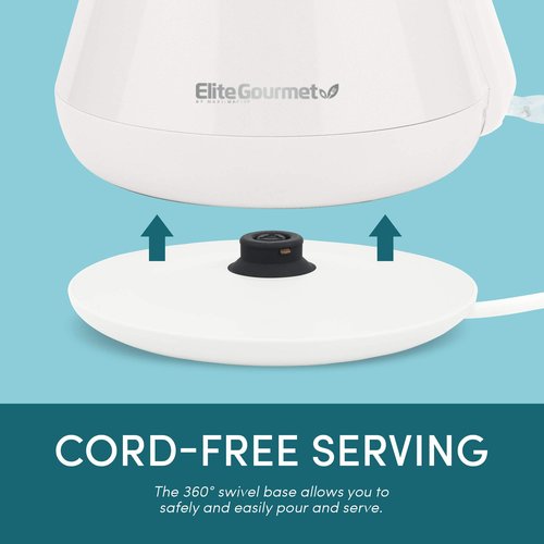 Elite Gourmet EKT-1203W 1350W Double Wall Insulated Cool Touch Electric Water Tea Kettle, BPA Free Stainless Steel Interior and Auto Shut-Off