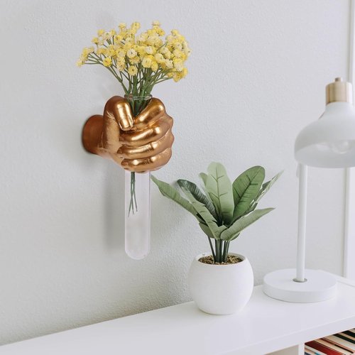 Gold Wall Sculptures - Unique Hand Vases Home Decor | Modern Eclectic Wall Art & Hanging Decor