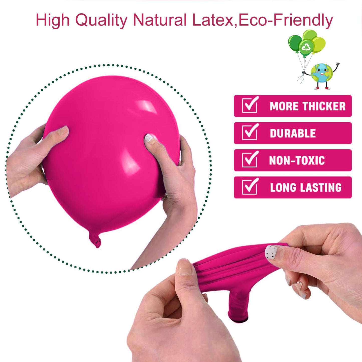 Pink Balloons Set, 66pcs 12 Inch Hot Pastel Pink Confetti Latex Balloon for Girls Women Birthday Baby Shower Wedding Princess Party Decorations