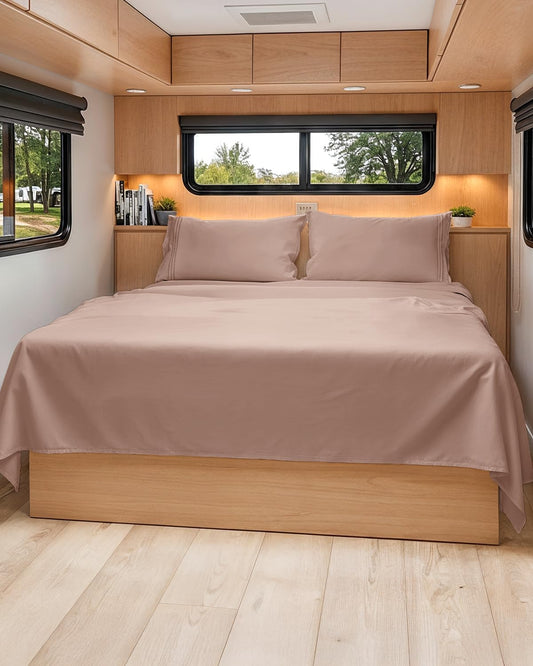 RV Short Queen Sheet Set - Soft, Breathable & Cooling 4-Piece Bedding | Fits 8” to 12” Mattresses - Mauve
