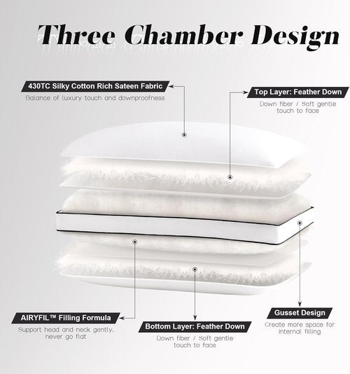 DOWNSTORIA King Size Feather Down Pillows - Luxury Hotel Collection, Soft & Fluffy Set of 2 (20x36 in)